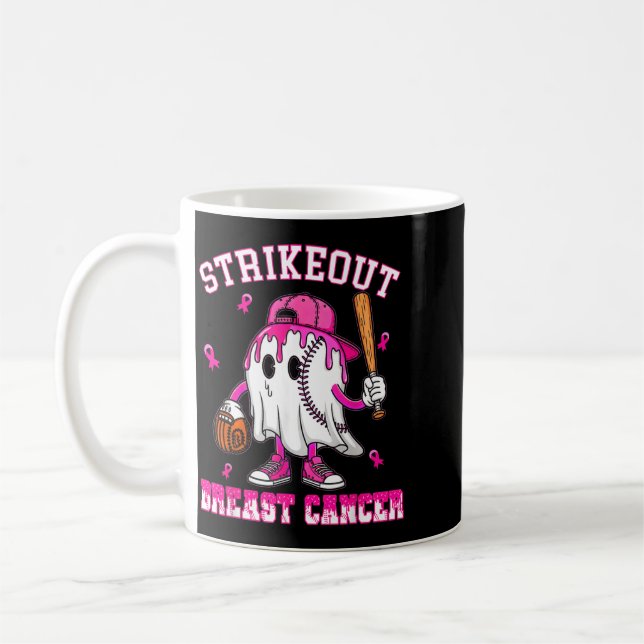 Slå Ut Bröstcancer Baseboll Kamp Medvetenhet Kaffemugg (Vänster)