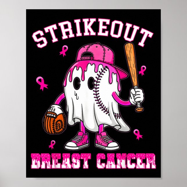Slå Ut Bröstcancer Baseboll Kamp Medvetenhet Poster (Framsidan)