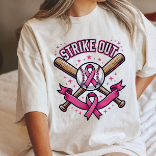 Slå Ut Bröstcancer Baseboll Rosa Band T Shirt