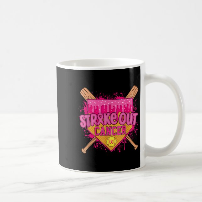Slå Ut Bröstcancer Krigare Softboll Dropp Hem Kaffemugg (Höger)