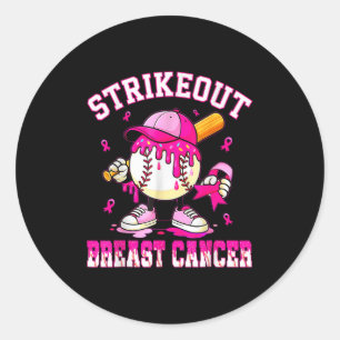 Slå Ut Bröstcancer Medvetenhet Baseboll Dropp P Runt Klistermärke