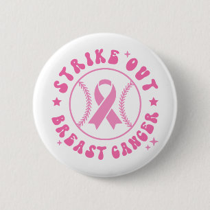 Slå Ut Bröstcancer Rosa Bandet Medvetenhet Knapp