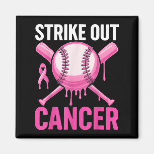 Slå Ut Cancer Bröstcancer Medvetenhet Baseboll Magnet