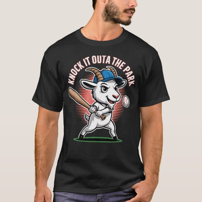 Slå Ut Den Ur Parken Baseball Goat Hem T Shirt (Framsida)