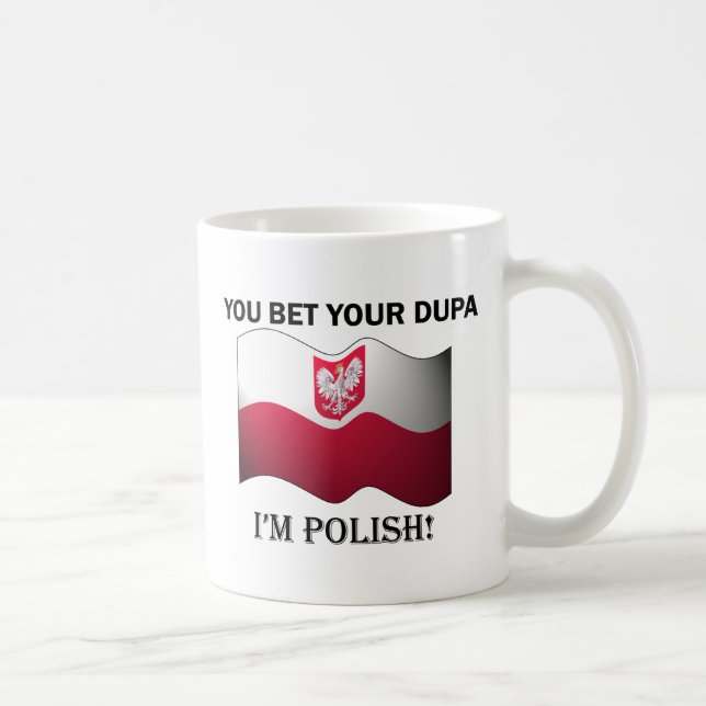 "Slå vad du din dupa mig förmiddagen den polska" Kaffemugg (Höger)