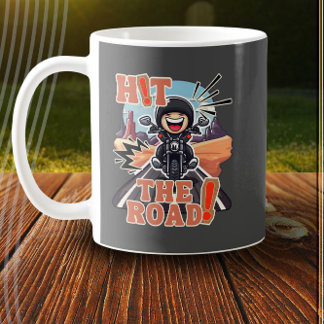 Slå vägen! Funny Road Resa Biker Kaffemugg