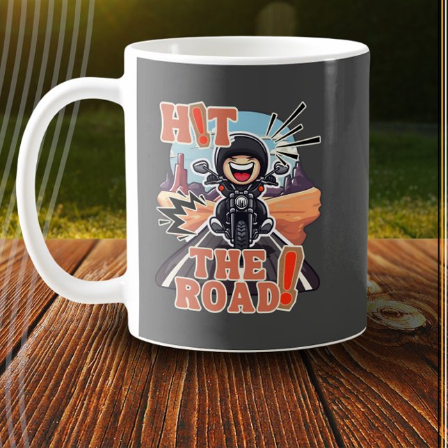 Slå vägen! Funny Road Resa Biker Kaffemugg (Skapare uppladdad)