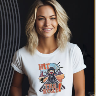 Slå vägen! Funny Road Resa Biker T Shirt