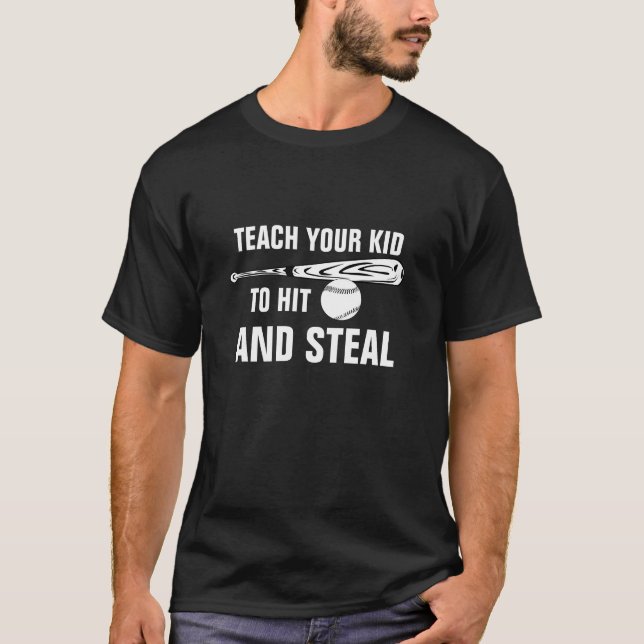 Slåare och Steal Baseball Tee Shirt (Framsida)