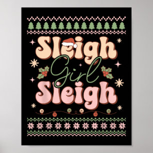 Släd Flicka släde jul ful jul Poster