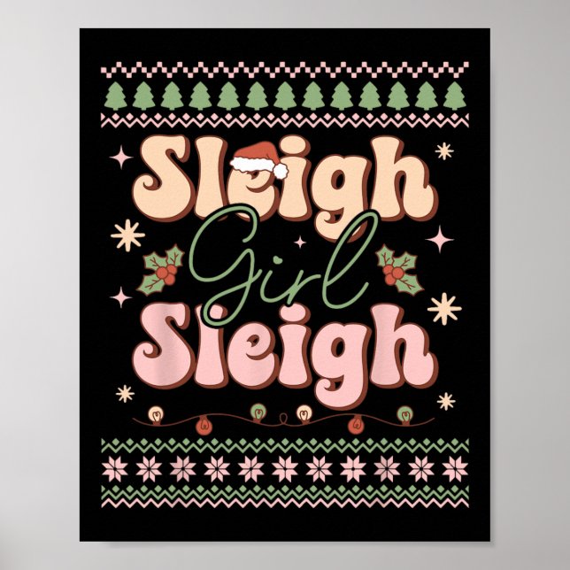 Släd Flicka släde jul ful jul  Poster (Framsidan)