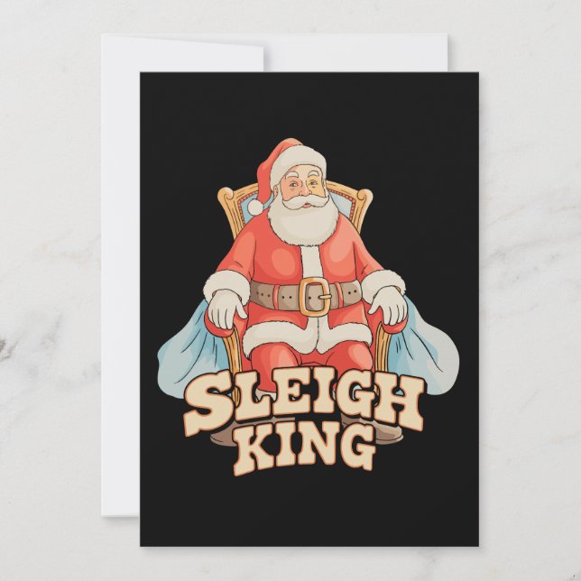 Släd King Tomte Jul Högtid Xmas Säsong Inbjudningar (Framsida)
