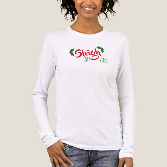 “Slädtur” Jul T-shirt hela dagen (Framsida)