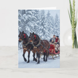 Slädturer och snöfall - Julkort Kort
