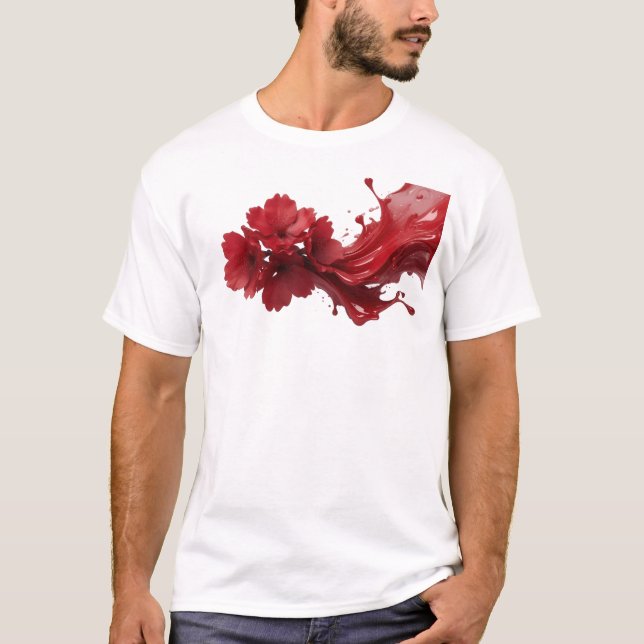 Slående ABSTRAKT BLOMMA Visuell Design T Shirt (Framsida)