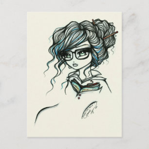 Slående av Färg Girls Bok Fantasy Art Postcard Vykort