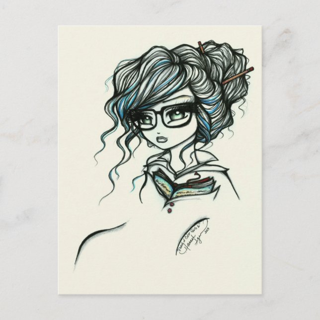 Slående av Färg Girls Bok Fantasy Art Postcard Vykort (Framsida)