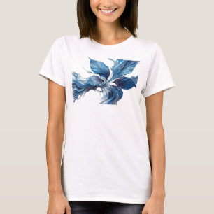 Slående Blå Abstrakt Löv Mode Tryck T Shirt