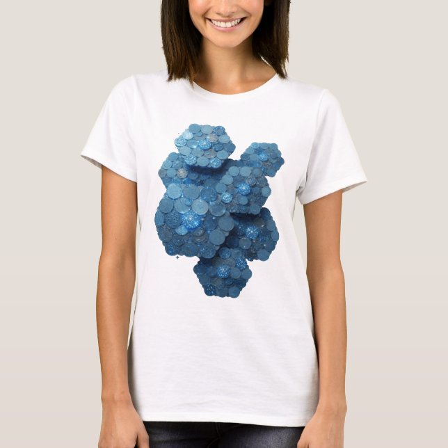Slående Blå BLÅ MYNTER Djärv Design T Shirt (Framsida)