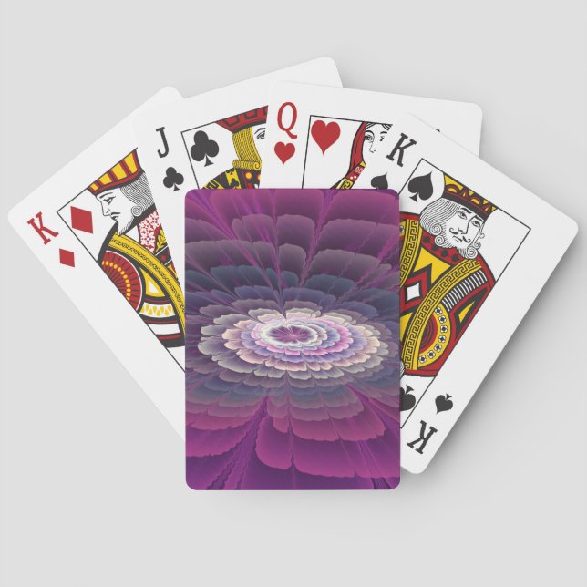 Slående blomma färgrik abstrakt fraktal konst rosa casinokort (Baksidan)