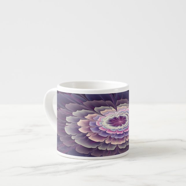Slående blomma färgrik abstrakt fraktal konst rosa espressomugg (Framsida vänster)