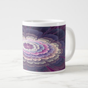 Slående Blomma Färgrik Abstrakt Fraktal Konst Rosa Jumbo Mugg