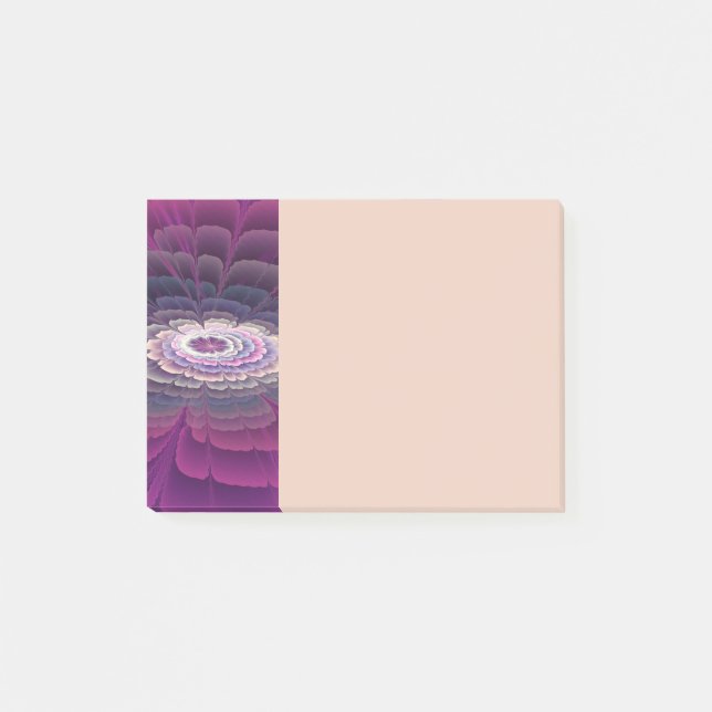 Slående blomma färgrik abstrakt fraktal konst rosa post-it block (Framsida)