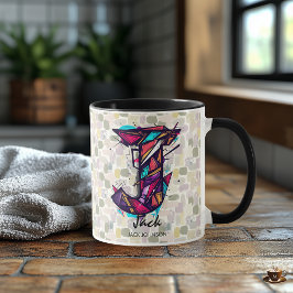 Slående geometrisk monogrammugg - J för Jack Mugg