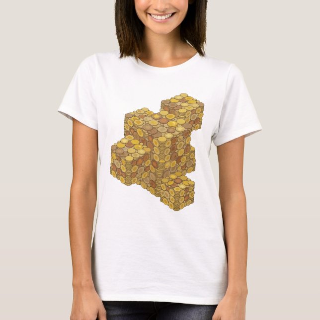 Slående grå COINS slogan design T Shirt (Framsida)