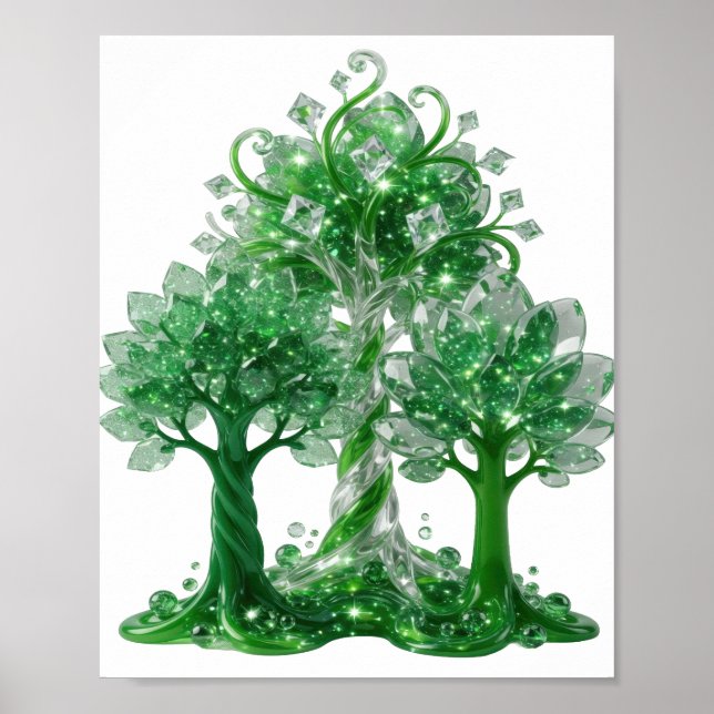 Slående Grön GRÖN GLASTRÄD Poster (Framsidan)