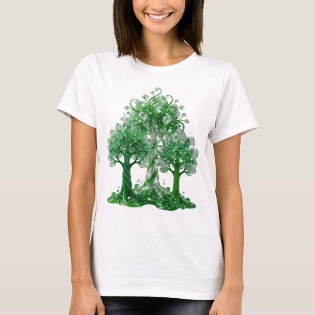 Slående grön GRÖN GLASTRÄD Slogan T-shirt (Framsida)