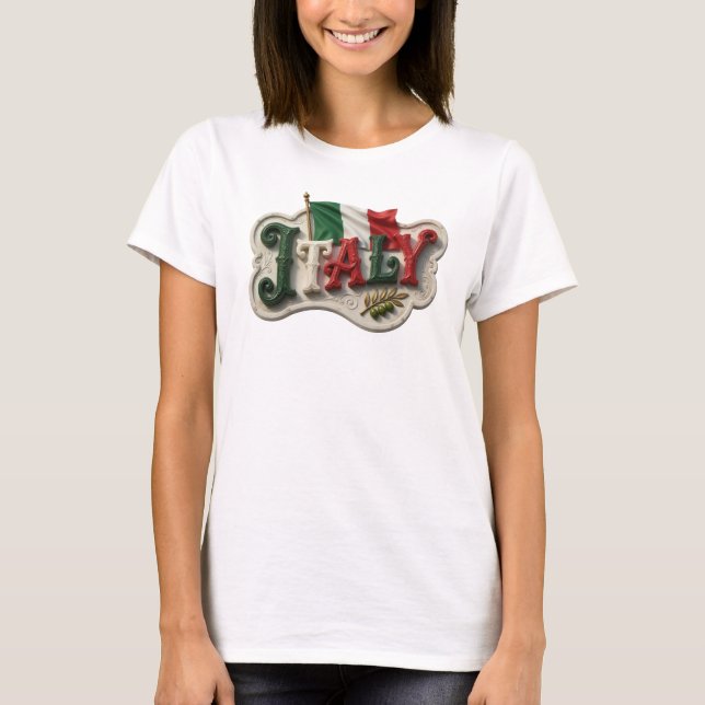 Slående grön ITALIEN specialdesignad t-shirt (Framsida)
