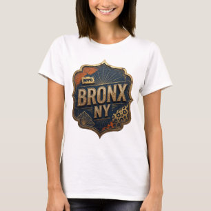 Slående Guld BRONX NY Tryck T Shirt