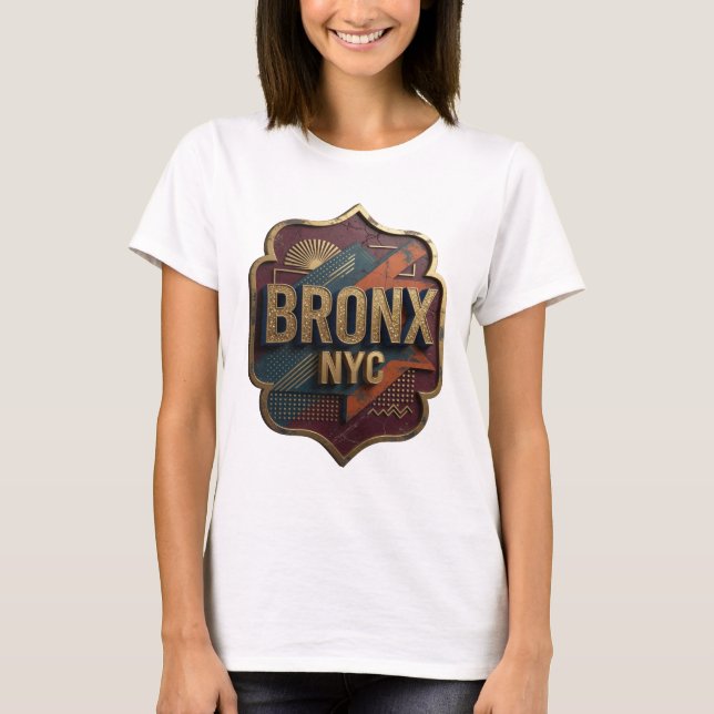 Slående Guld BRONX NYC Slogan T-shirt (Framsida)