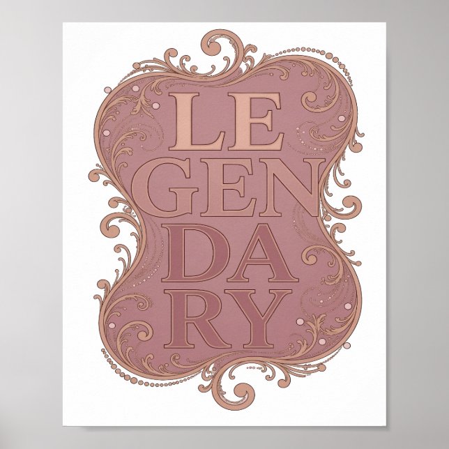 Slående Guld LEGENDARY 3D Text Konst Poster (Framsidan)