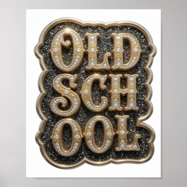 Slående guld OLD SCHOOL anpassad design Poster (Framsidan)