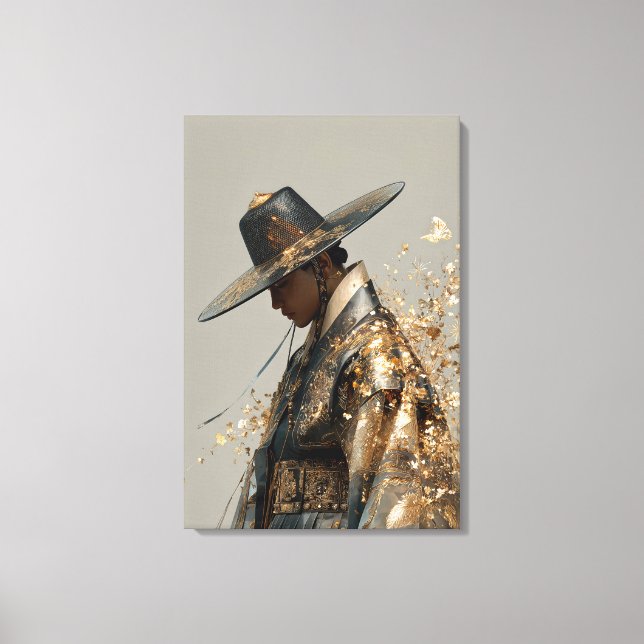 Slående guldfolie Gat och Hanbok Canvas Art (Framsida)