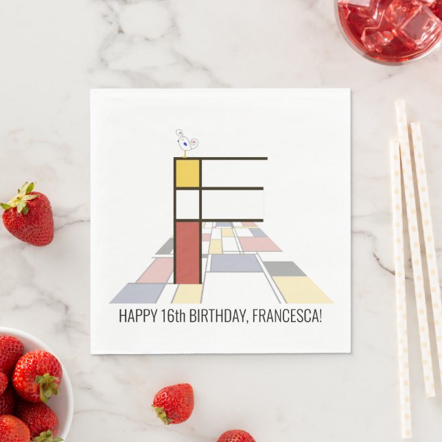 Slående Neoplasticism-stil monogram. Bokstaven F Pappersservett (Insitu)