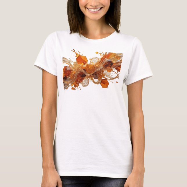 Slående Orange ORANGE KUBER OCH VÄTSKESPLASHAR T Shirt (Framsida)