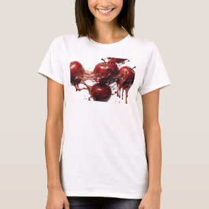 Slående Röd Abstrakt Apple Mode Print T Shirt