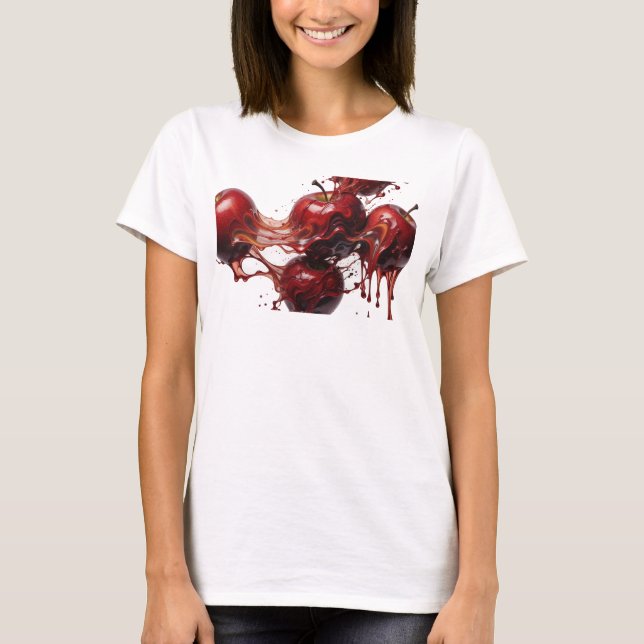 Slående Röd Abstrakt Apple Mode Print T Shirt (Framsida)