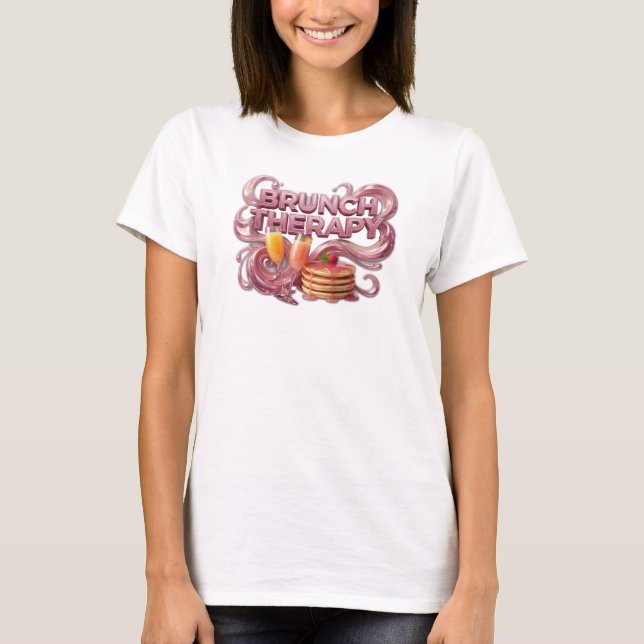 Slående röd BRUNCH TERAPI Citat T-shirt (Framsida)