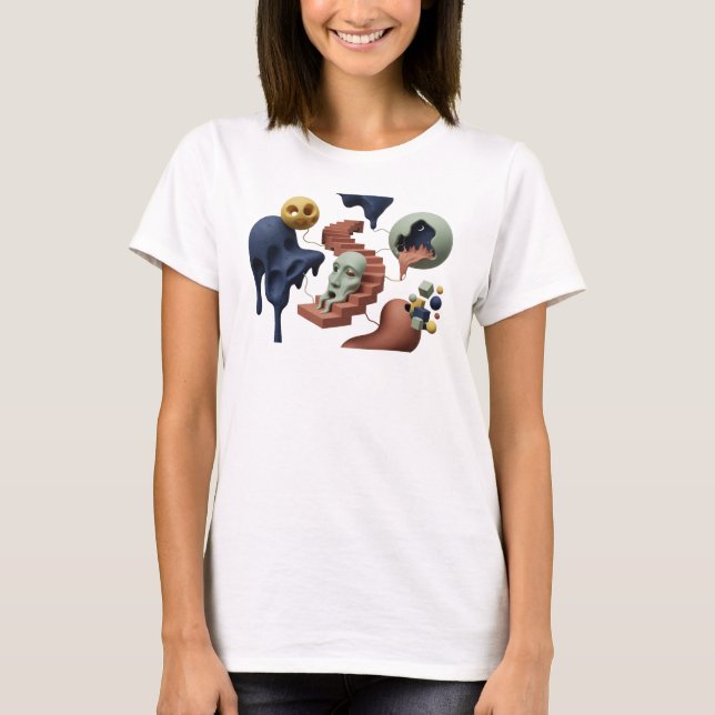 Slående Rosa ABSTRAKT KONST Grafisk T-shirt (Framsida)