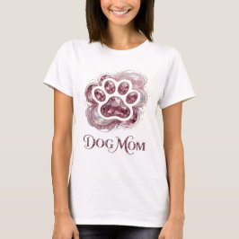 Slående Rosa DOG MOM slogan-design T Shirt