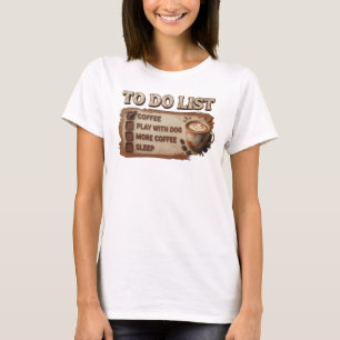 Slående Rosa KAFÉ LEK MED HUND Konstnärlig komposi T Shirt