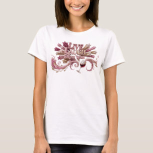 Slående Rosa LIVE SKRATTA DRINKA VIN Konstnärligt T Shirt