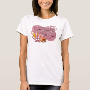 Slående Rosa MEN FÖRST BRUNCH Textdesign T Shirt