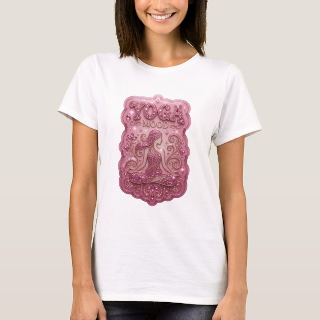Slående Rosa YOGA MOOD Tryck T Shirt (Framsida)