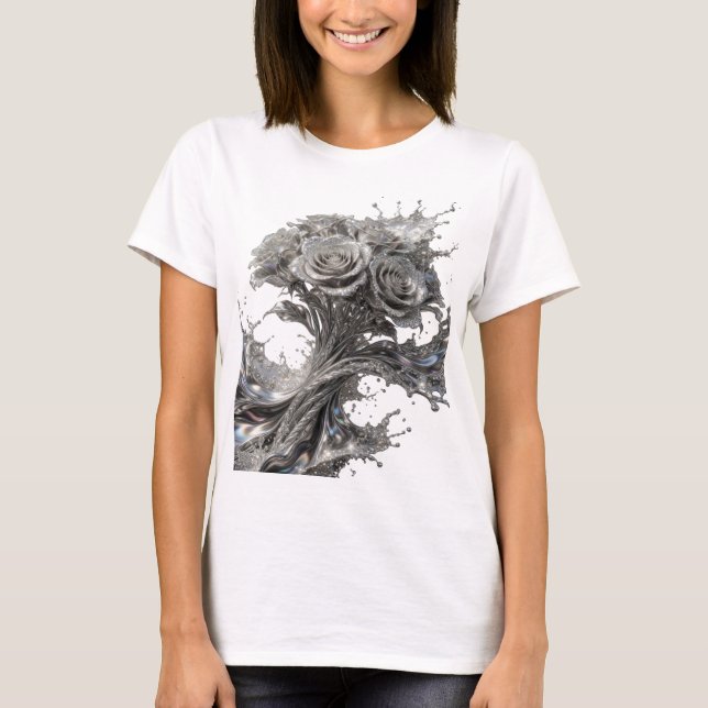 Slående Silver ABSTRAKT KONST Design v2 T Shirt (Framsida)