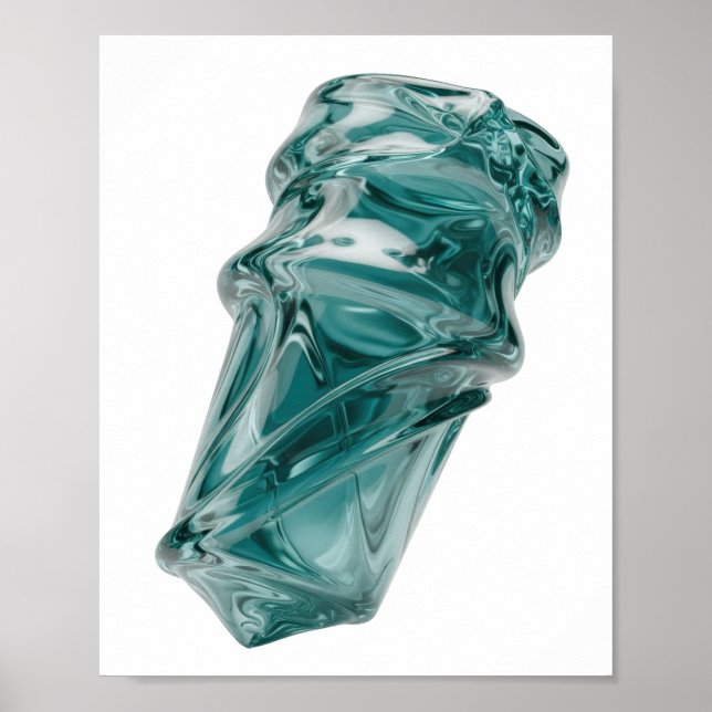 Slående Silver ABSTRAKT KONST Modern Design Poster (Framsidan)